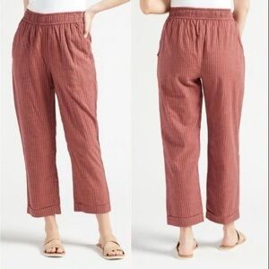 Sundry for Evereve 100% Cotton Striped Pants Size 1 (xs-s) Rust Boho Relaxed